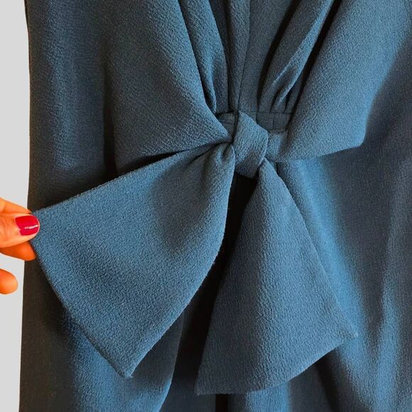 Bar III Sheath Dress Women’s Size Small Teal Blue Knotted Knee Length Work Party - Picture 7 of 15